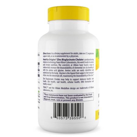 Gezonde oorsprong zink bisglycinaat chelaat 50 mg 120 vegetarische capsules