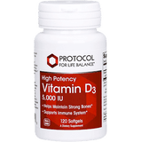 High Potency Vitamin D3 5000 IU 120 softgels - Protocol For Life Balance - welzo