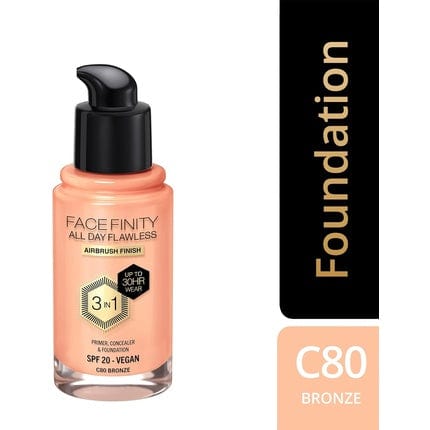 Max Factor Facefinity 3-in-1 All Day Flawless Liquid Foundation SPF 20 80 Bronze 30ml