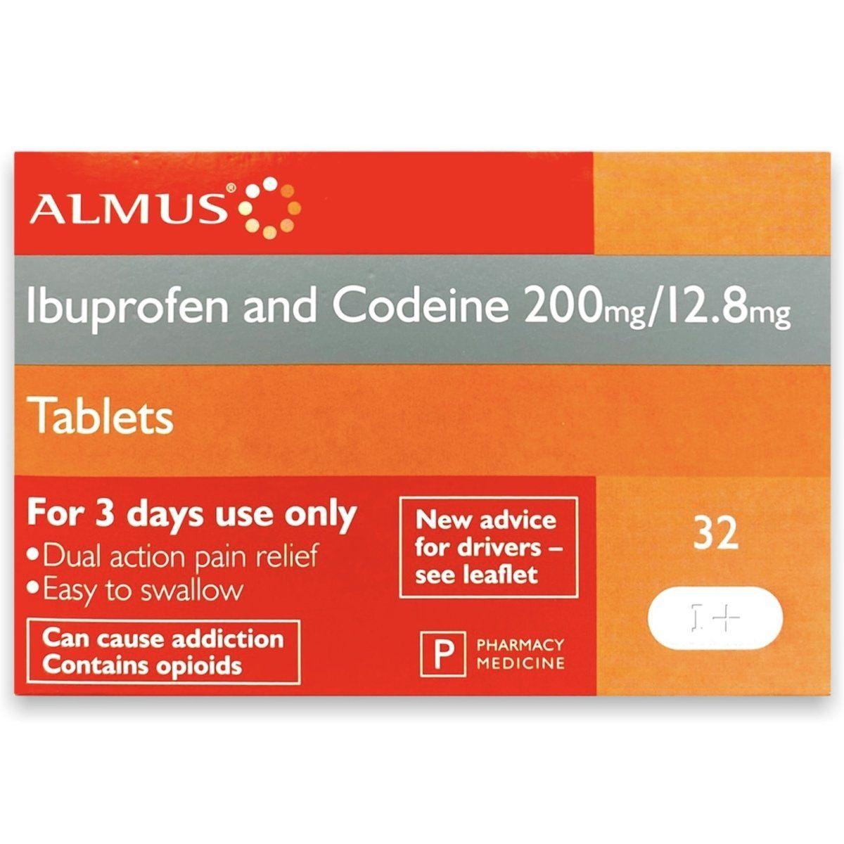 Ibuprofen and Codeine 200mg/12.8mg Tablets Pack of 32 - welzo