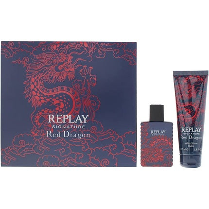 Replay Signature Red Dragon For Man Gift Set Eau De Toilette 50ml Aftershave 100ml