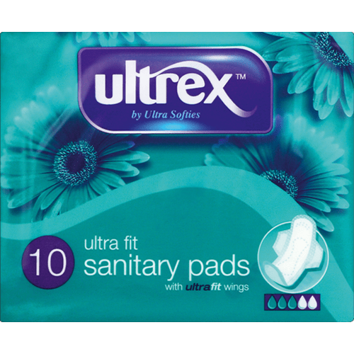 Ultrex Ultra Fit Sanitary Pads with Wings Pack of 10 - welzo