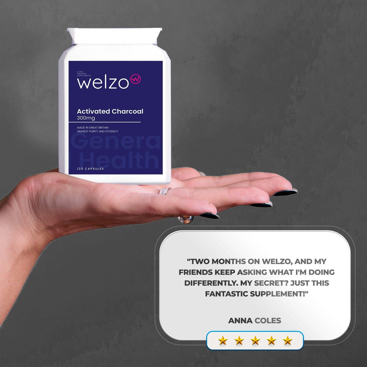 Welzo Activated Charcoal 300mg 120 Capsules