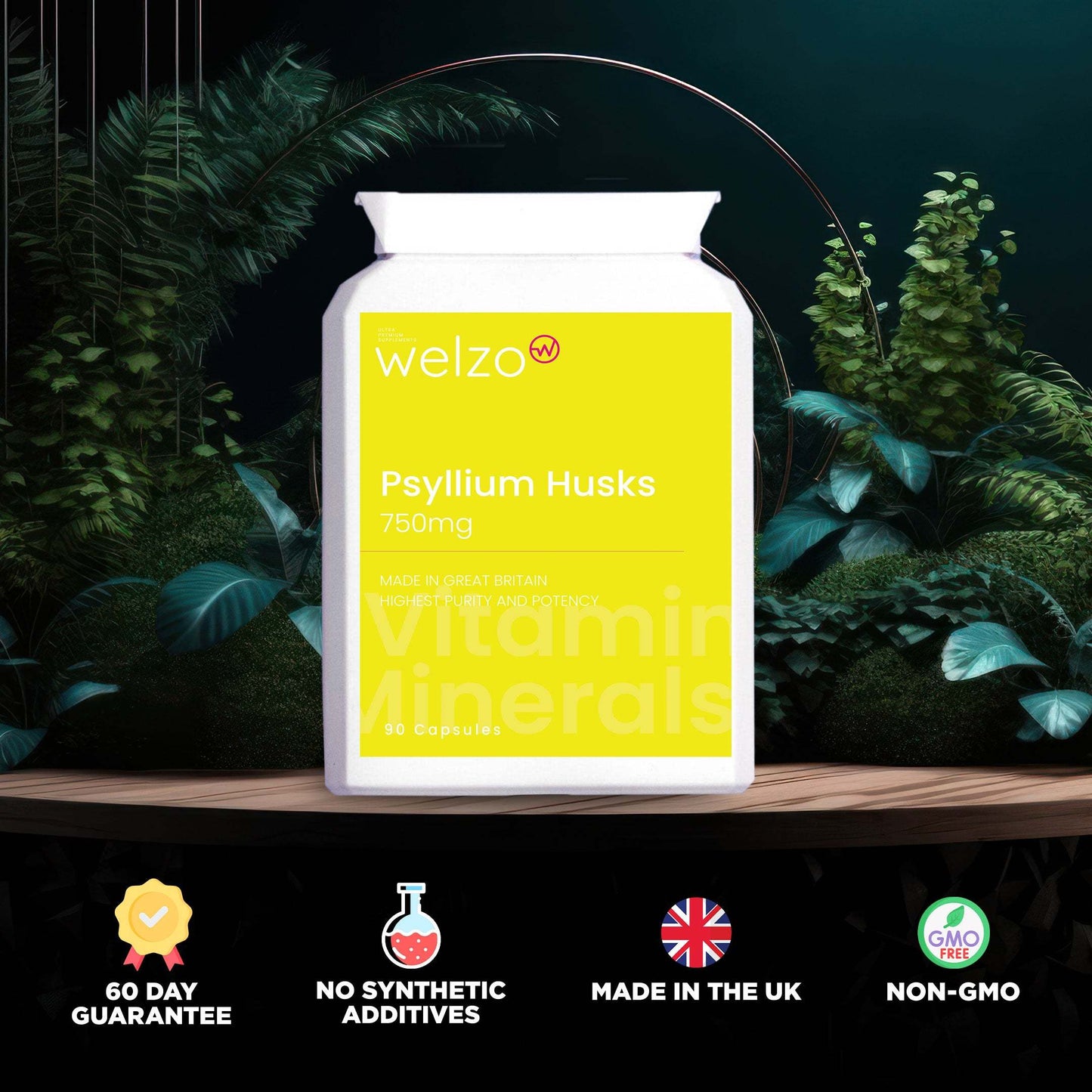 Welzo Psyllium Husks 750mg 90 Capsules