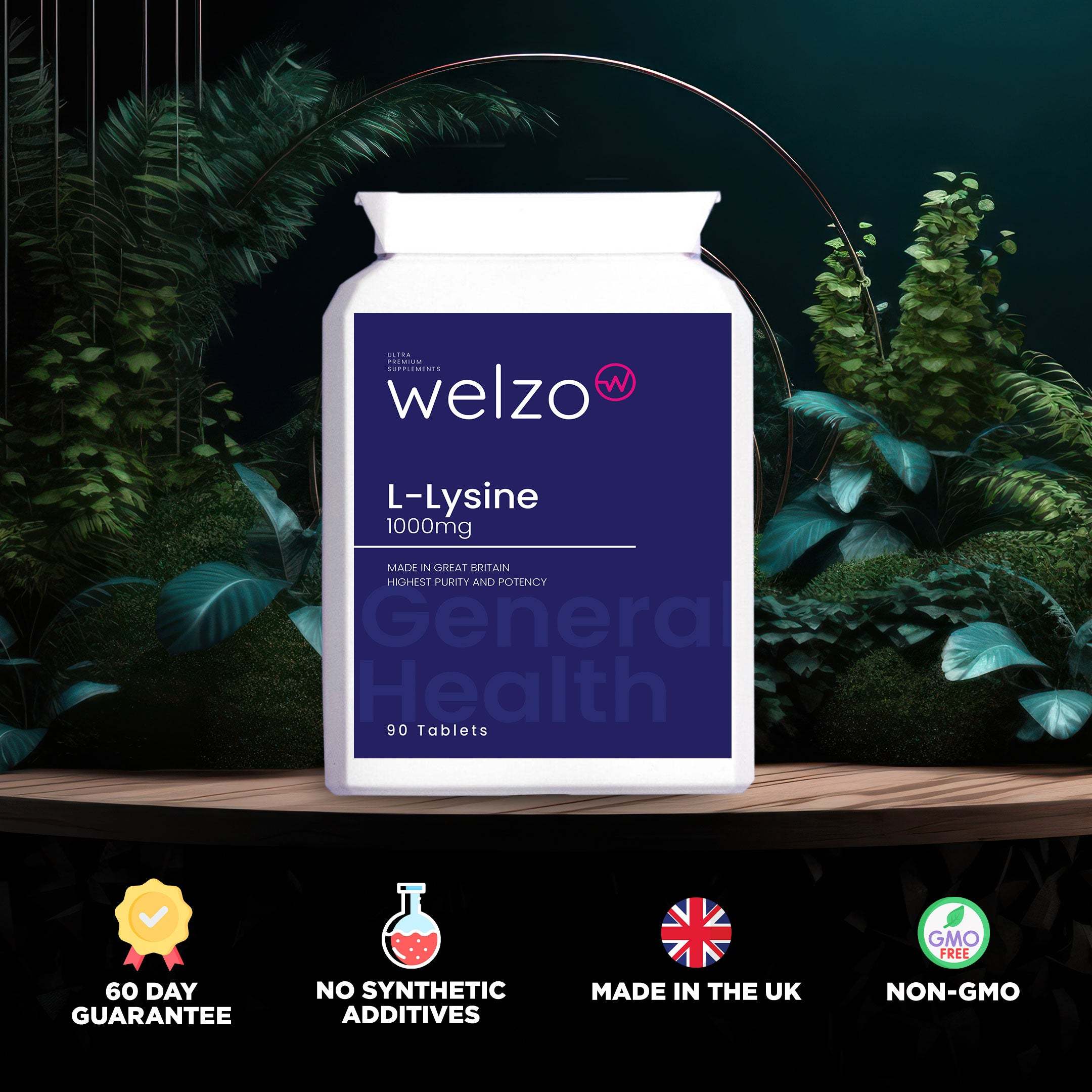 Welzo L-Lysine 1000mg 90 Tablets