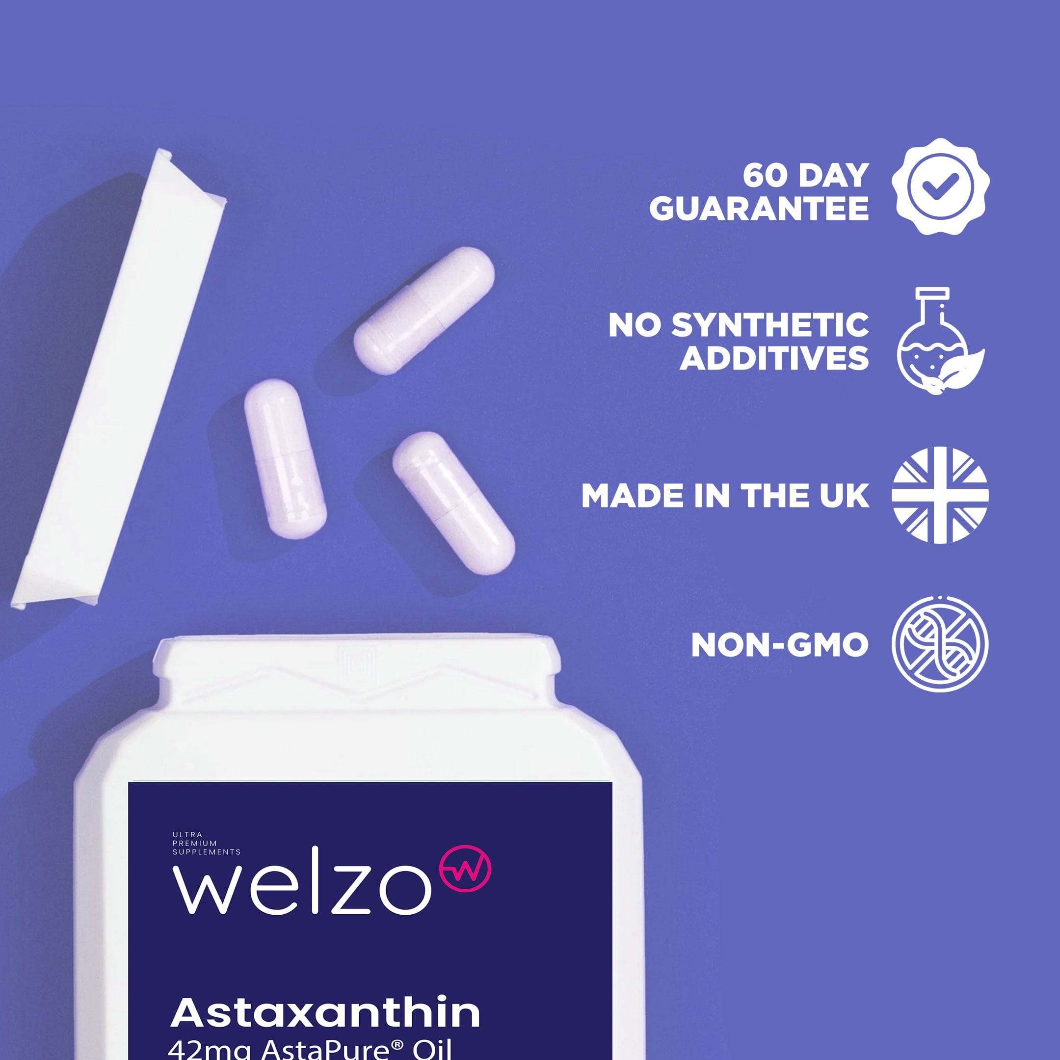 Welzo Astaxanthin 42mg AstaPure® Oil 120 Softgel Capsules