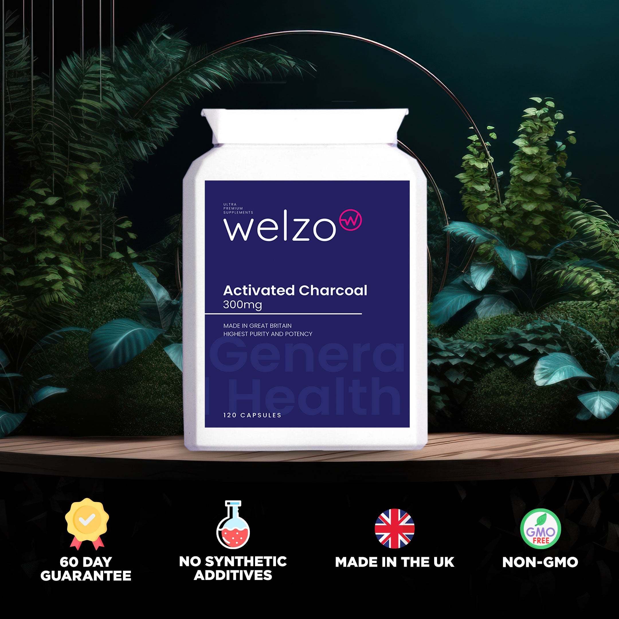 Welzo Activated Charcoal 300mg 120 Capsules