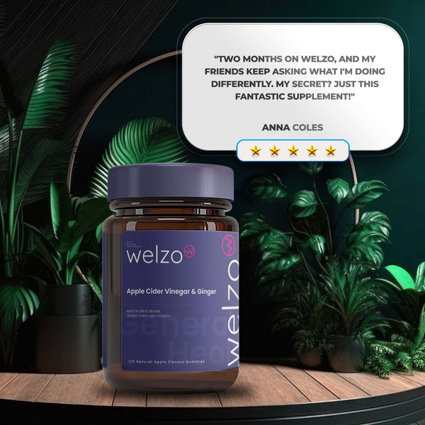 Welzo Apple Cider Vinegar & Ginger - 120 Natural Apple Flavour Gummies