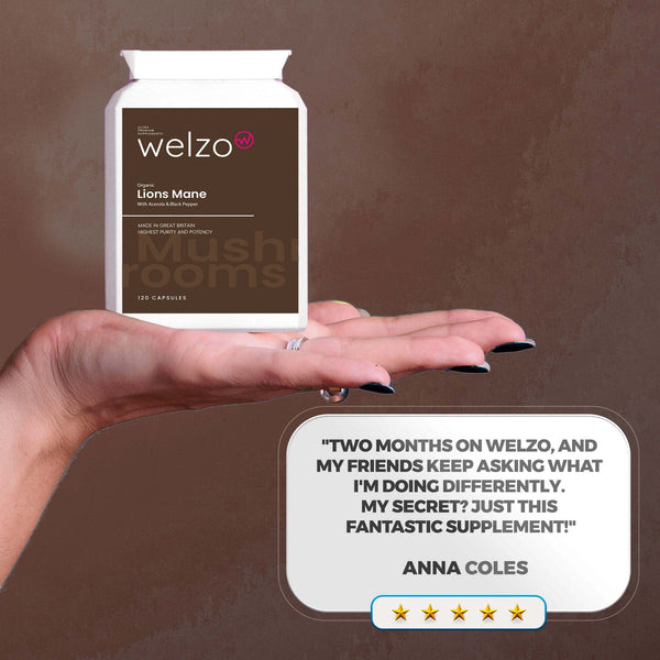 Welzo Organic Lions Mane Extract with Acerola & Black Pepper 120 Capsules