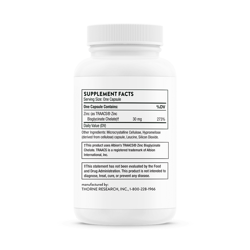 Zinc bisglicinate 30 mg, 60 tapas - Thorne Research