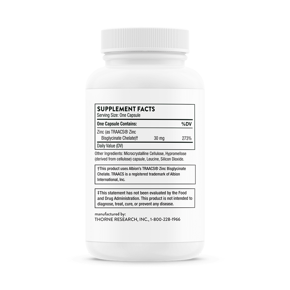 Zinc Bisglycinate 30 mg, 60 caps - Thorne Research