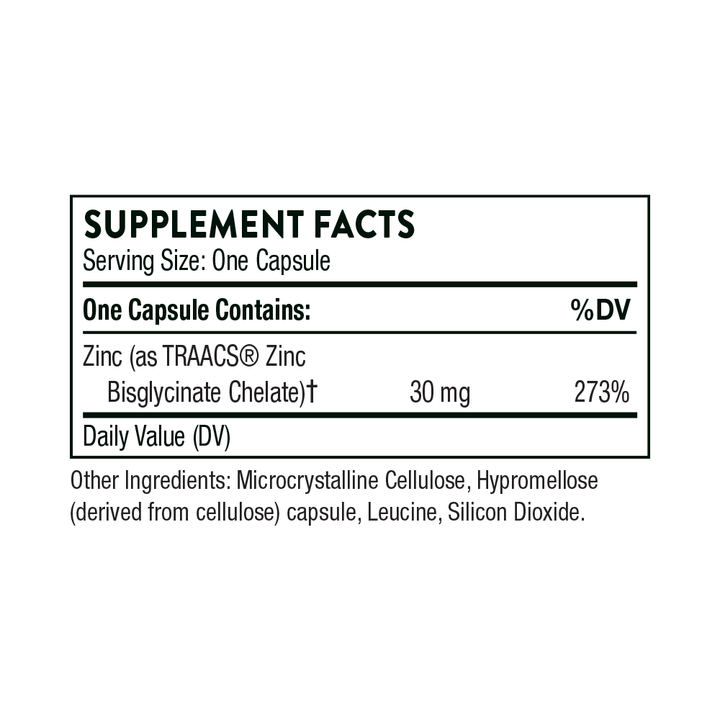 Sinkkibisglykinaatti 30 mg, 60 korkkia - Thorne Research