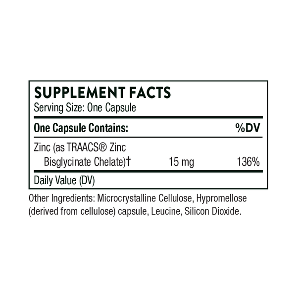 Ψευδάργυρος δισγκλυκαΐο 15 mg, 60 caps - Thorne Research