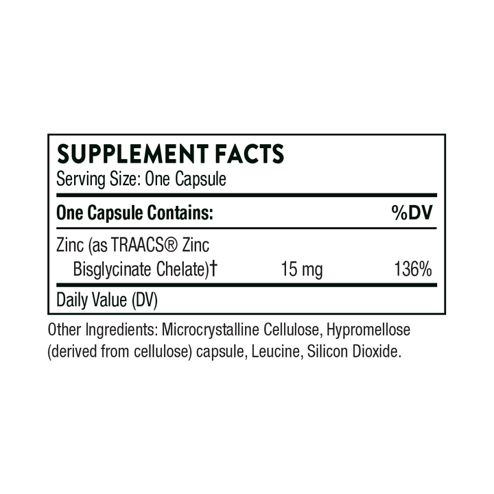 Cinka bisglicināta 15 mg, 60 vāciņu - Thorne Research