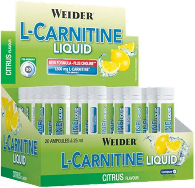 Weider L-Carnitine Liquid, Citrus - 20 x 25 ml.