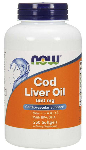 NOW Foods Cod Liver Oil, 650mg - 250 softgels