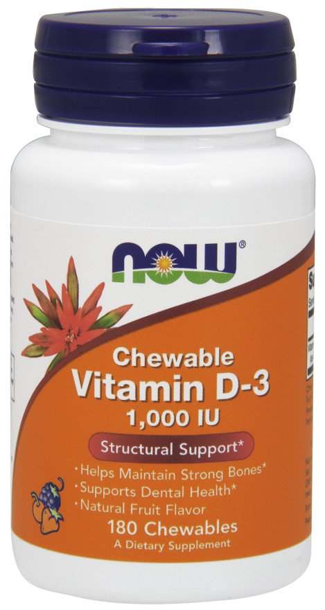 NOW Foods Vitamin D-3, 1000 IU (Chewable) - 180 chewables