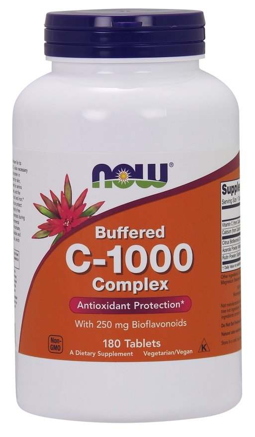 NOW Foods Vitamin C-1000 Complex - Buffered with 250mg Bioflavonoids - 180 tablets