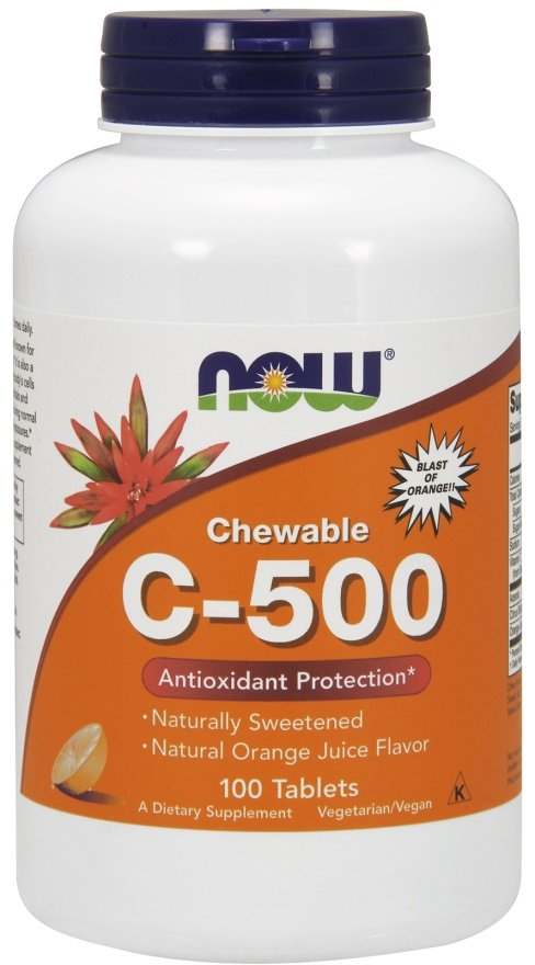 NOW Foods Vitamin C-500 Chewable, Orange - 100 tablets