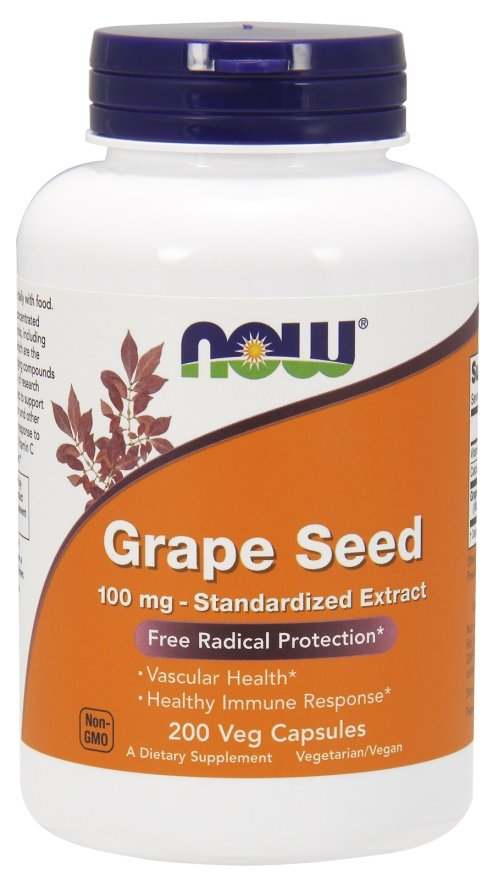 NOW Foods Grape Seed Standardized Extract, 100mg - 200 vcaps