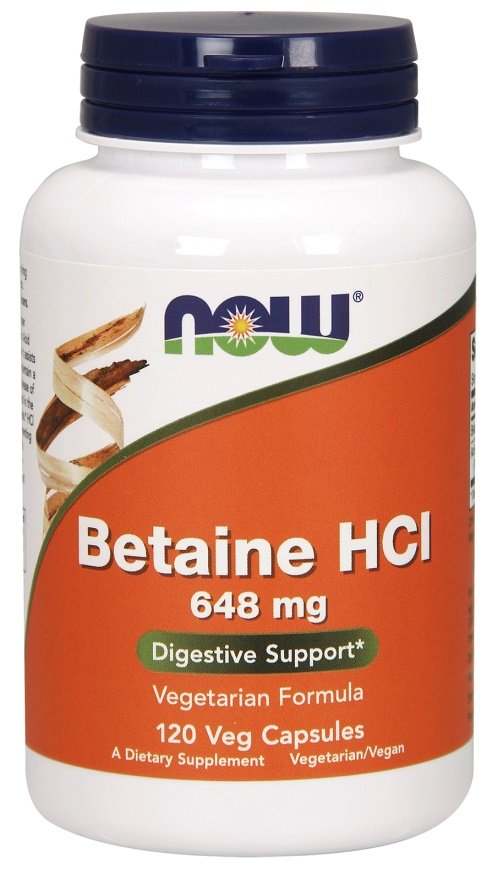 NOW Foods Betaine HCl, 648mg - 120 vcaps