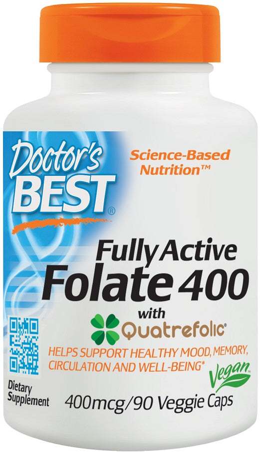 Doctor's Best Fully Active Folate 400 with Quatrefolic, 400mcg - 90 vcaps