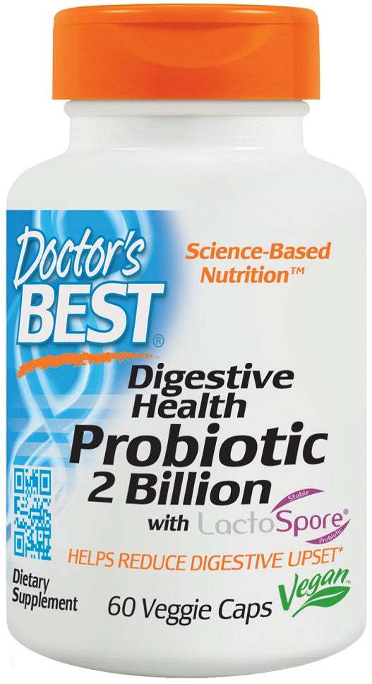 Doctor's Best Digestive Health Probiotic 2 Billion with LactoSpore, 60 vegetarian capsules of Bacillus coagulans MTCC 5856