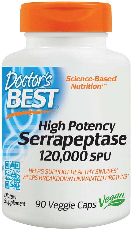 Doctor's Best Serrapeptase, 120 000 SPU High Potency - 90 vcaps