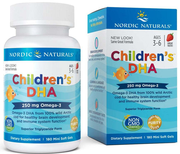 Nordic Naturals Children's DHA, 250mg Omega-3 Strawberry - 180 mini softgels