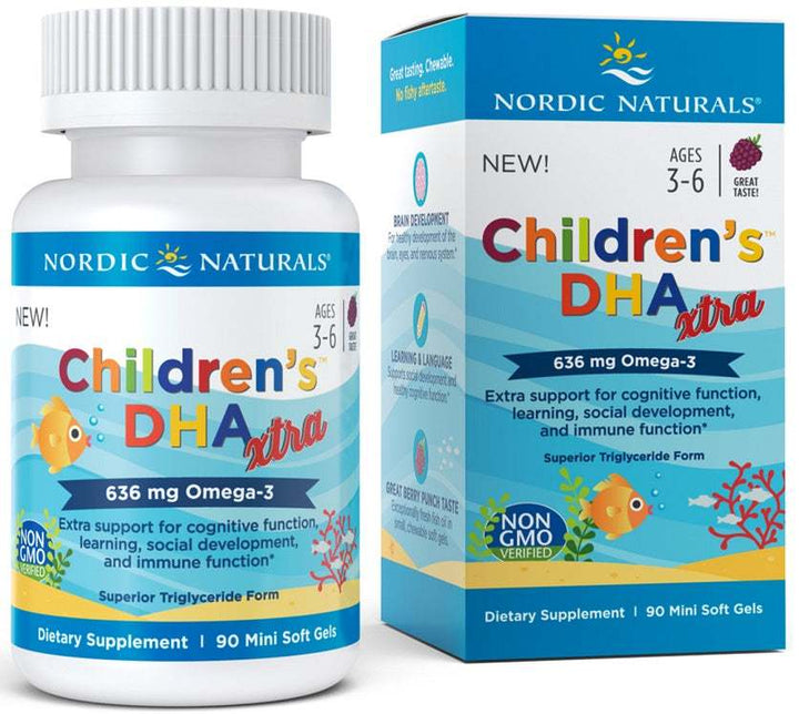 Nordic Naturals Children's DHA Xtra Fish Oil, 636mg Berry Punch - 90 mini softgels