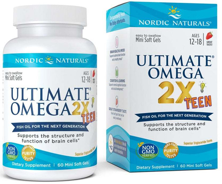 Nordic Naturals Ultimate Omega 2X Fish Oil TEEN, Strawberry (EAN 768990061103) - 60 mini softgels