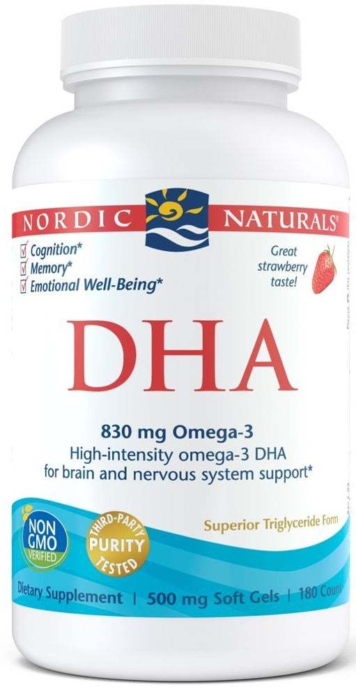 Nordic Naturals DHA, 830mg Strawberry - 180 softgels