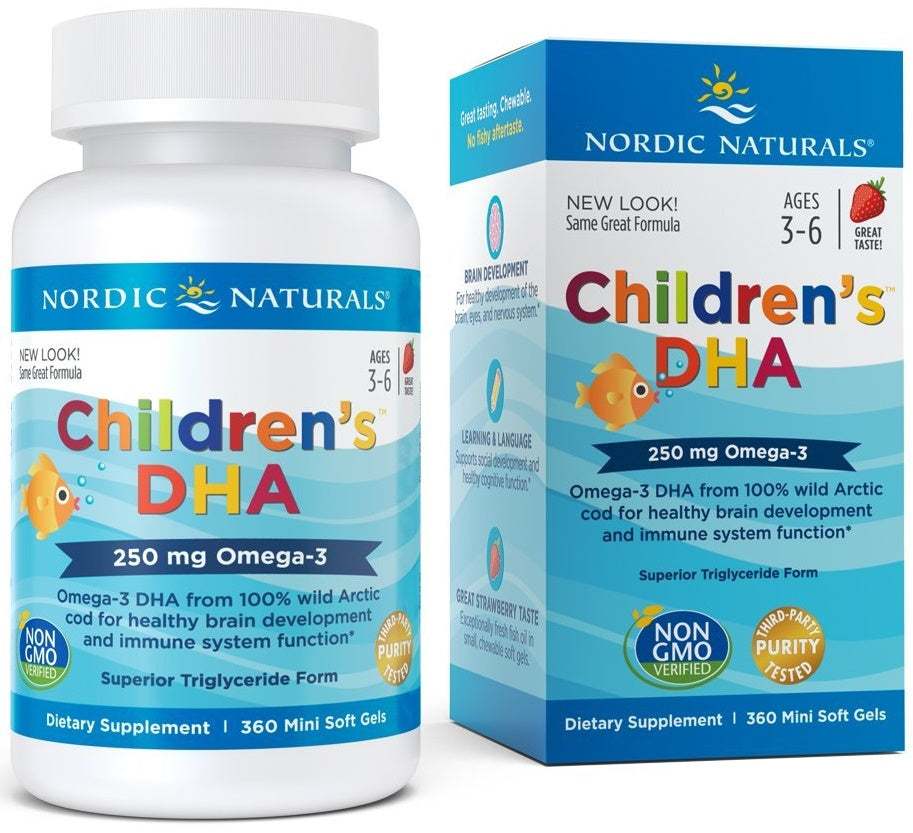 Nordic Naturals Children's DHA, 250mg Omega-3 Strawberry - 360 mini softgels