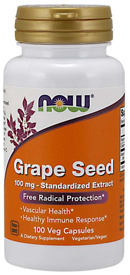 NOW Foods Grape Seed Standardized Extract, 100mg - 100 vcaps