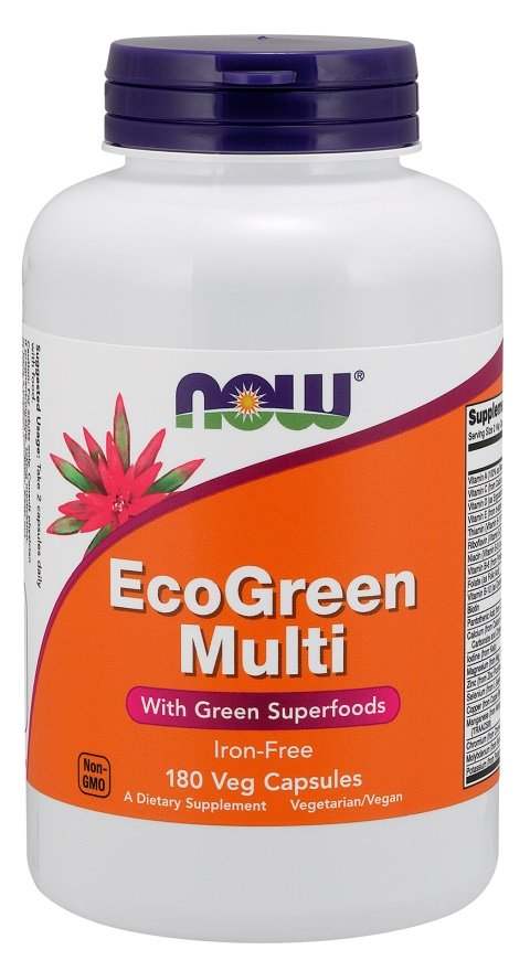 NOW Foods EcoGreen Multi, Iron Free - 180 vcaps