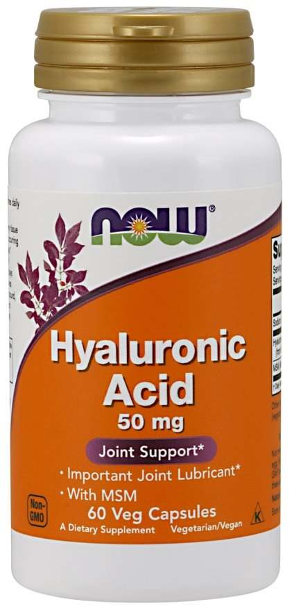 NOW Foods Hyaluronic Acid with MSM, 50mg - 60 vcaps