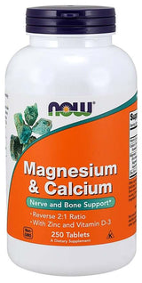NOW Foods Magnesium & Calcium with Zinc and Vitamin D3 - 250 tablets