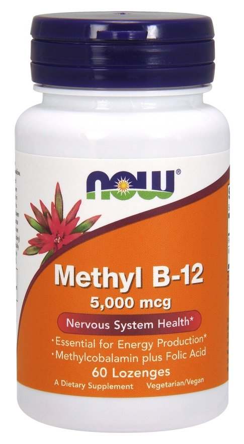 NOW Foods Methyl B-12 with Folic Acid, 5000mcg - 60 lozenges