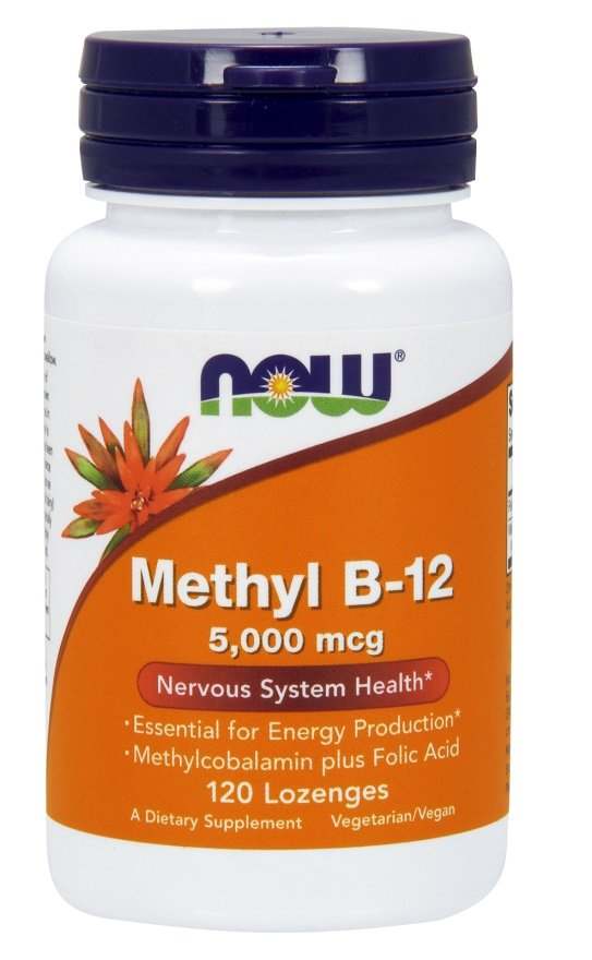 NOW Foods Methyl B-12 with Folic Acid, 5000mcg - 120 lozenges