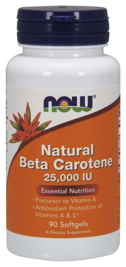 NOW Foods Beta Carotene Natural, 25 000 IU - 90 softgels