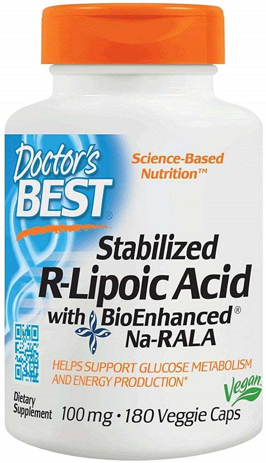 Doctor's Best Stabilized R-Lipoic Acid with BioEnhanced Na-RALA, 100mg - 180 vcaps