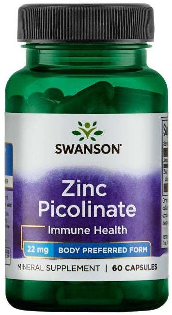 Swanson Zinc Picolinate Body Preferred Form, 22mg - 60 caps