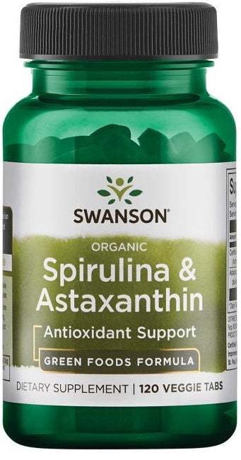 Swanson Spirulina & Astaxanthin, Organic - 120 veggie tablets