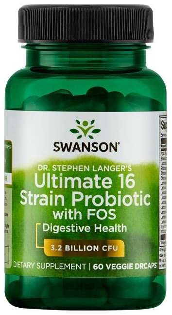 Swanson Dr. Stephen Langer's Ultimate 16 Strain Probiotic with FOS, 3.2 Billion CFU - 60 vcaps