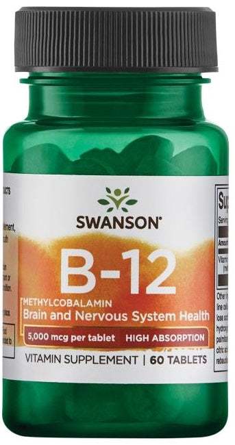 Swanson Vitamin B-12 Methylcobalamin, 5000mcg High Absorption - 60 tablets