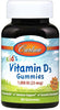 Carlson Labs Kid's Vitamin D3 Gummies, 1000 IU Natural Fruit - 60 gummies