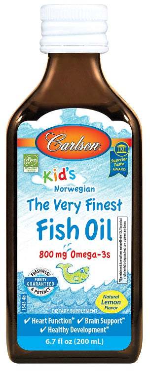 Carlson Labs Kid's The Very Finest Fish Oil, 800mg Lemon - 200 ml.