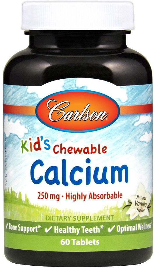 Carlson Labs Kid's Chewable Calcium, 250mg Natural Vanilla - 60 tablets