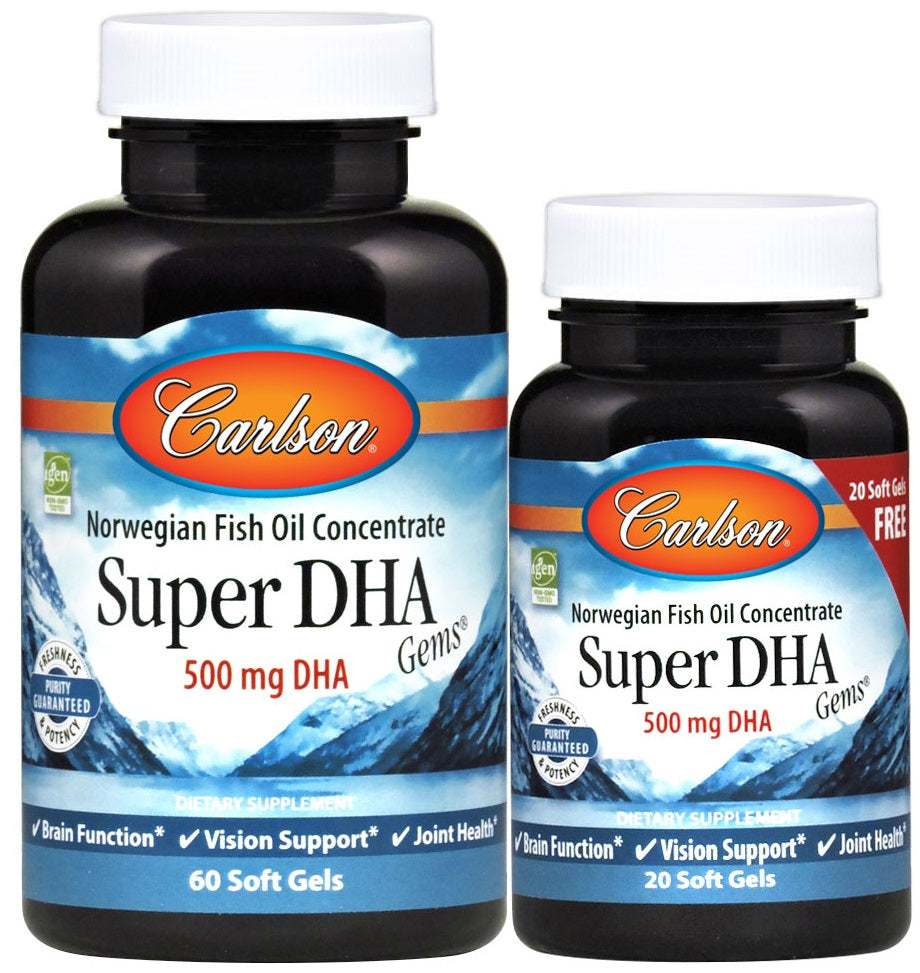 Carlson Labs Super DHA Gems, 500mg - 60 + 20 softgels