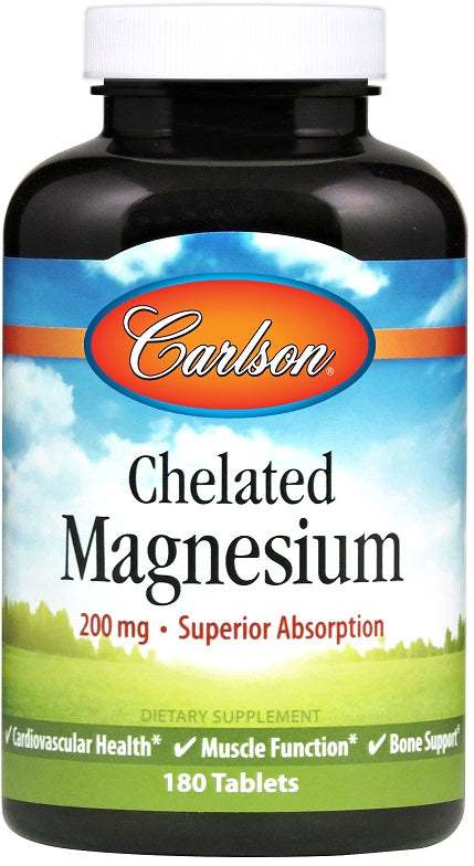 Carlson Labs Chelated Magnesium, 200mg - 180 tablets